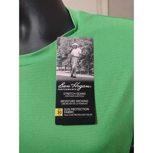 New Ben Hogan Performance Mens Medium M Green T-Shirt Moisture Wicking UPF 30 - Picture 3 of 9